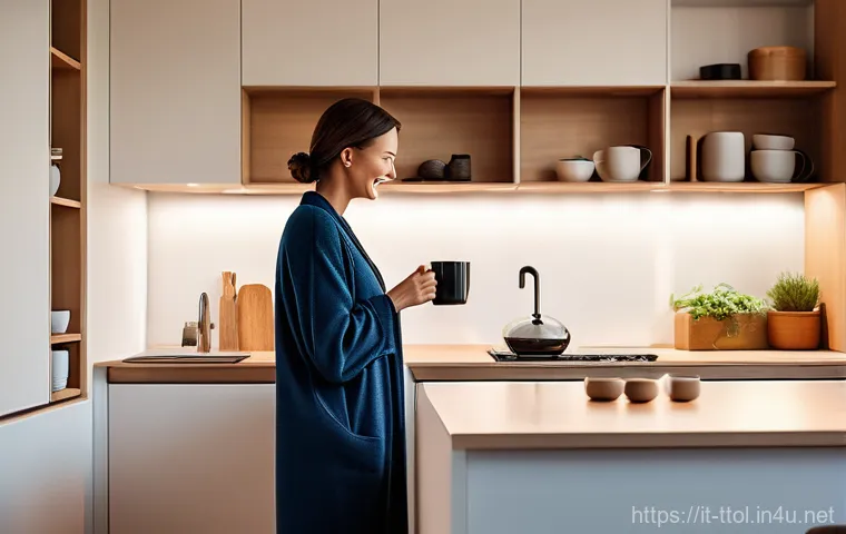 똘똘이 인기 이유 분석 - **Morning Serenity with Smart Home Assistance:** A peaceful morning scene in a modern Italian apartm...