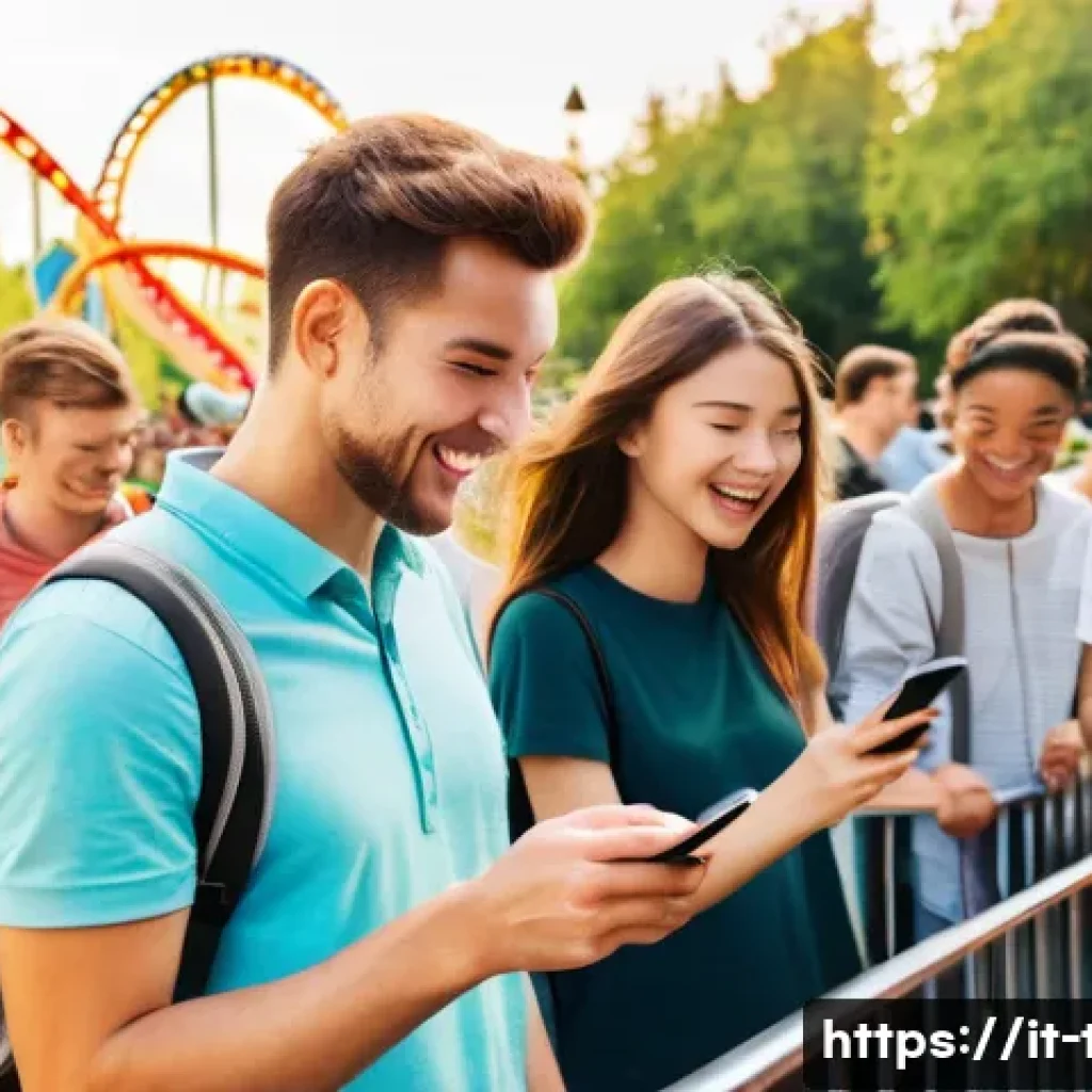 똘똘이 테마파크 경험기 - **Prompt:** A vibrant, high-angle shot capturing a bustling yet organized European theme park. In th...