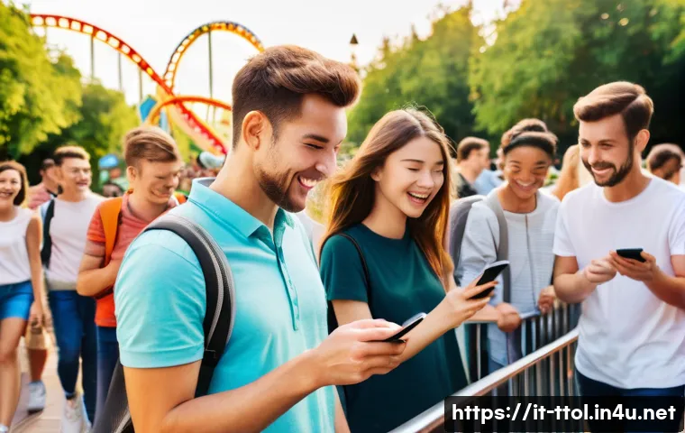 똘똘이 테마파크 경험기 - **Prompt:** A vibrant, high-angle shot capturing a bustling yet organized European theme park. In th...