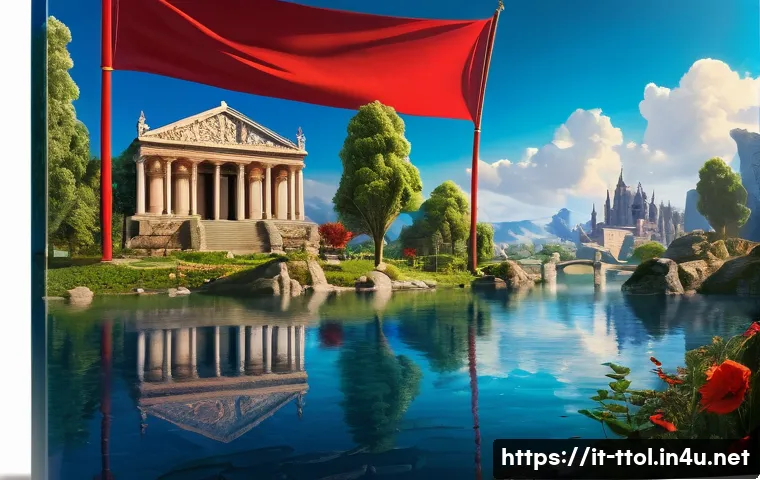 똘똘이의 세계관과 설정 - A richly detailed fantasy landscape blending ancient European mythological elements with realistic h...