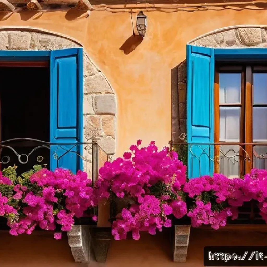 똘똘이의 시대적 배경 - A serene medieval village street in Toltol&igrave;, Sardinia, featuring traditional stone houses with ornat...