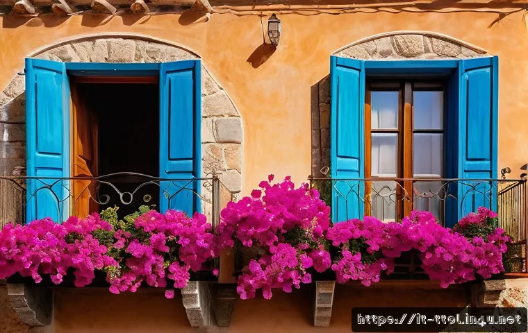 똘똘이의 시대적 배경 - A serene medieval village street in Toltolì, Sardinia, featuring traditional stone houses with ornat...